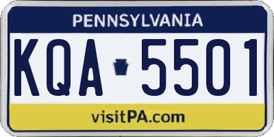PA license plate KQA5501