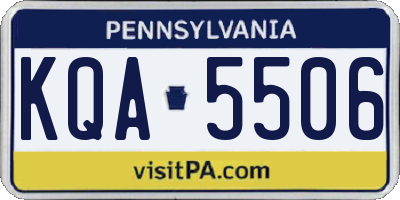 PA license plate KQA5506
