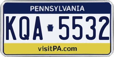 PA license plate KQA5532