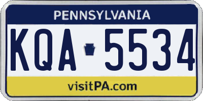 PA license plate KQA5534