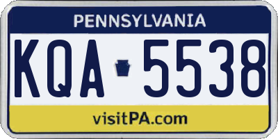PA license plate KQA5538