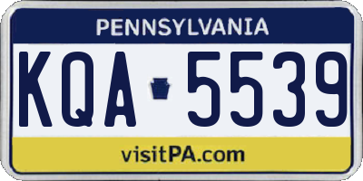 PA license plate KQA5539