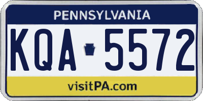 PA license plate KQA5572
