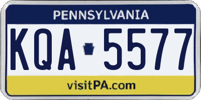 PA license plate KQA5577