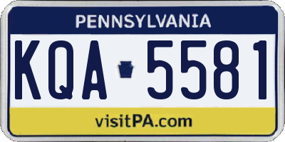 PA license plate KQA5581