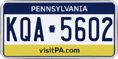 PA license plate KQA5602