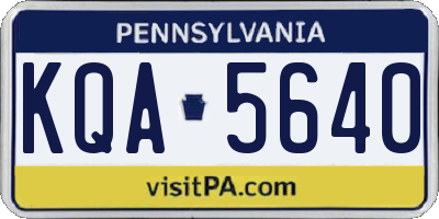 PA license plate KQA5640