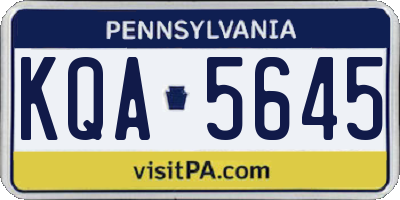 PA license plate KQA5645