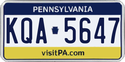 PA license plate KQA5647