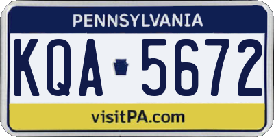 PA license plate KQA5672