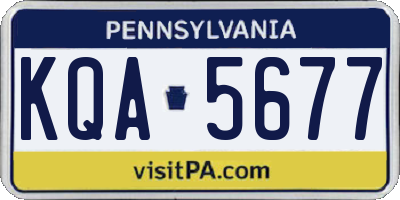 PA license plate KQA5677