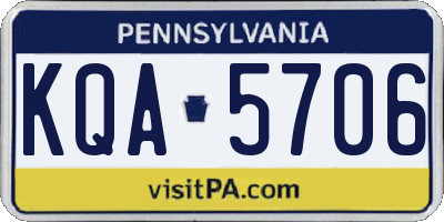PA license plate KQA5706