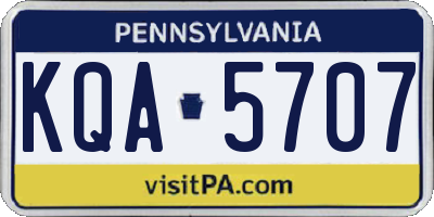 PA license plate KQA5707