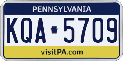 PA license plate KQA5709