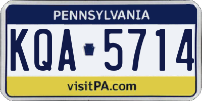 PA license plate KQA5714