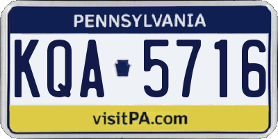 PA license plate KQA5716