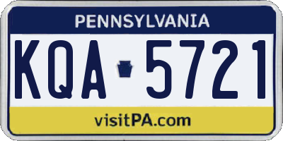 PA license plate KQA5721