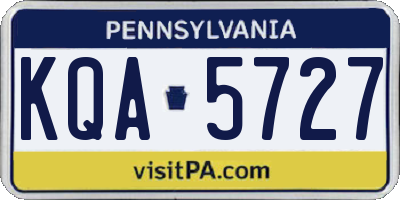 PA license plate KQA5727