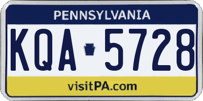 PA license plate KQA5728