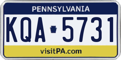 PA license plate KQA5731