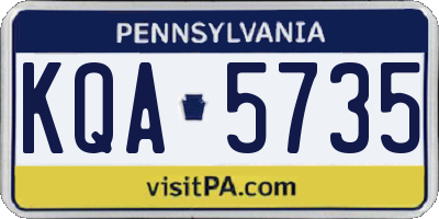 PA license plate KQA5735