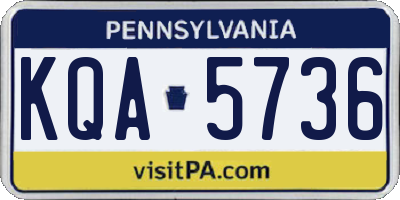 PA license plate KQA5736