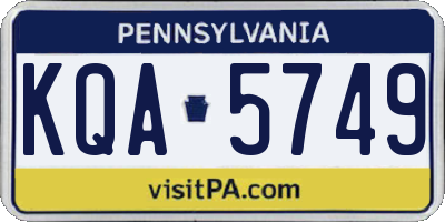 PA license plate KQA5749