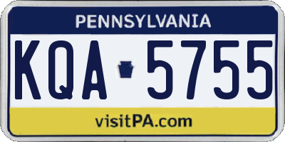 PA license plate KQA5755