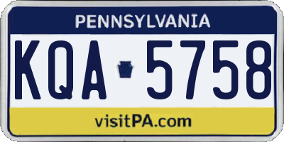 PA license plate KQA5758