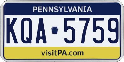 PA license plate KQA5759