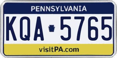 PA license plate KQA5765