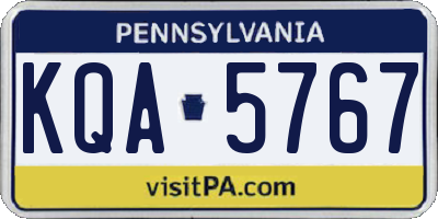 PA license plate KQA5767