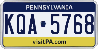 PA license plate KQA5768