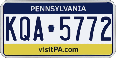 PA license plate KQA5772