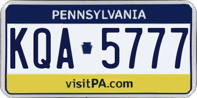 PA license plate KQA5777