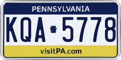 PA license plate KQA5778