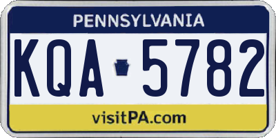 PA license plate KQA5782