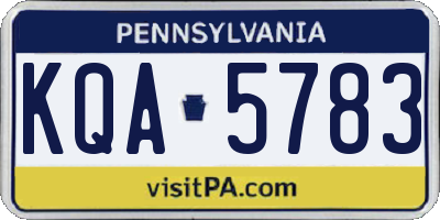 PA license plate KQA5783