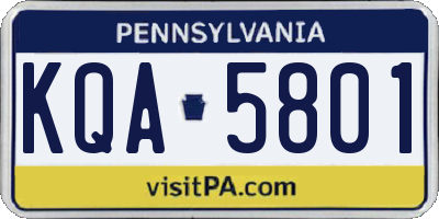 PA license plate KQA5801