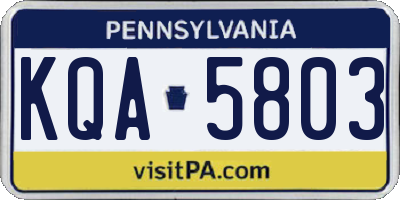 PA license plate KQA5803