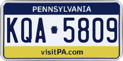 PA license plate KQA5809
