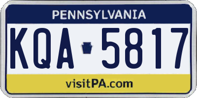 PA license plate KQA5817