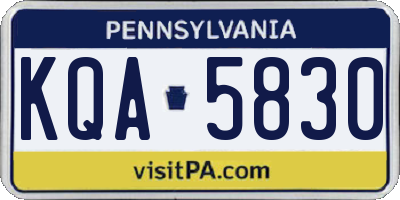 PA license plate KQA5830