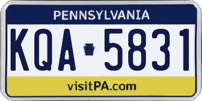 PA license plate KQA5831
