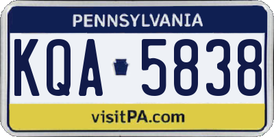PA license plate KQA5838