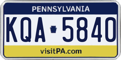 PA license plate KQA5840