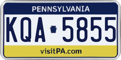 PA license plate KQA5855