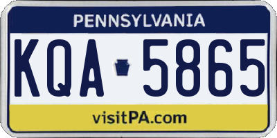 PA license plate KQA5865