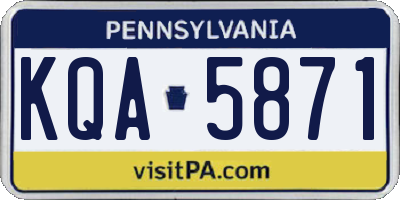 PA license plate KQA5871