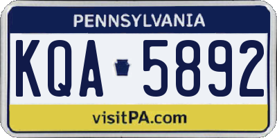 PA license plate KQA5892